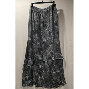 Splendid Collection Women's M Charcoal Floral Print Maxi Skirt Elastic Waist